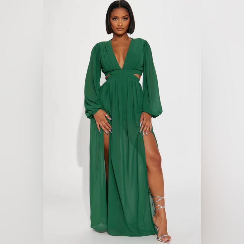 NWT- LORAGAL Hunter Green Maxi Dress Size M